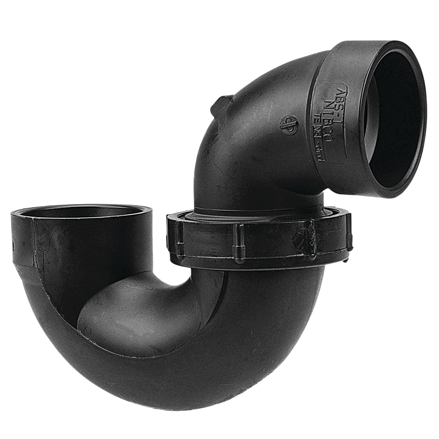 NIBCO Fig No U5895, 1-1/2 in. ABS DWV P-Trap with Union Joint Hub x Hub, Solvent Weld