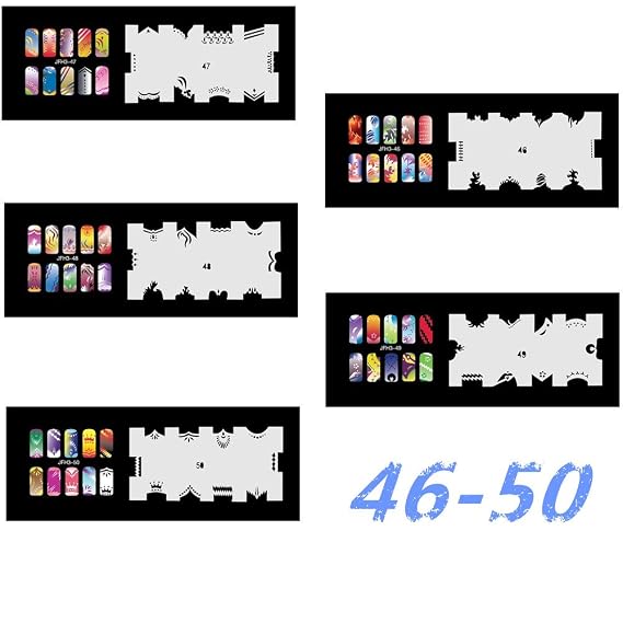 Buyter Manicure Stencils Tools DIY Design Airbrushing 20 Pieces Reusable Template Sheet for Airbrush Kit Nail Art Paint Set (Set 3(41-60))