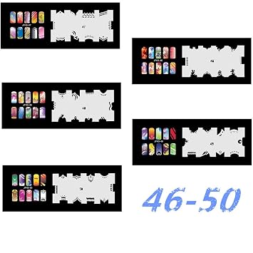 Buyter Manicure Stencils Tools DIY Design Airbrushing 20 Pieces Reusable Template Sheet for Airbrush Kit Nail Art Paint Set (Set 3(41-60))
