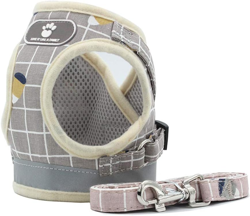 BLEVET Arnés Reflector Respirante Pequeña Chaleco Arnés Ajustable Mascotas Arnés para Perros Grandes, Cachorros MZ083 (XS, Khaki)
