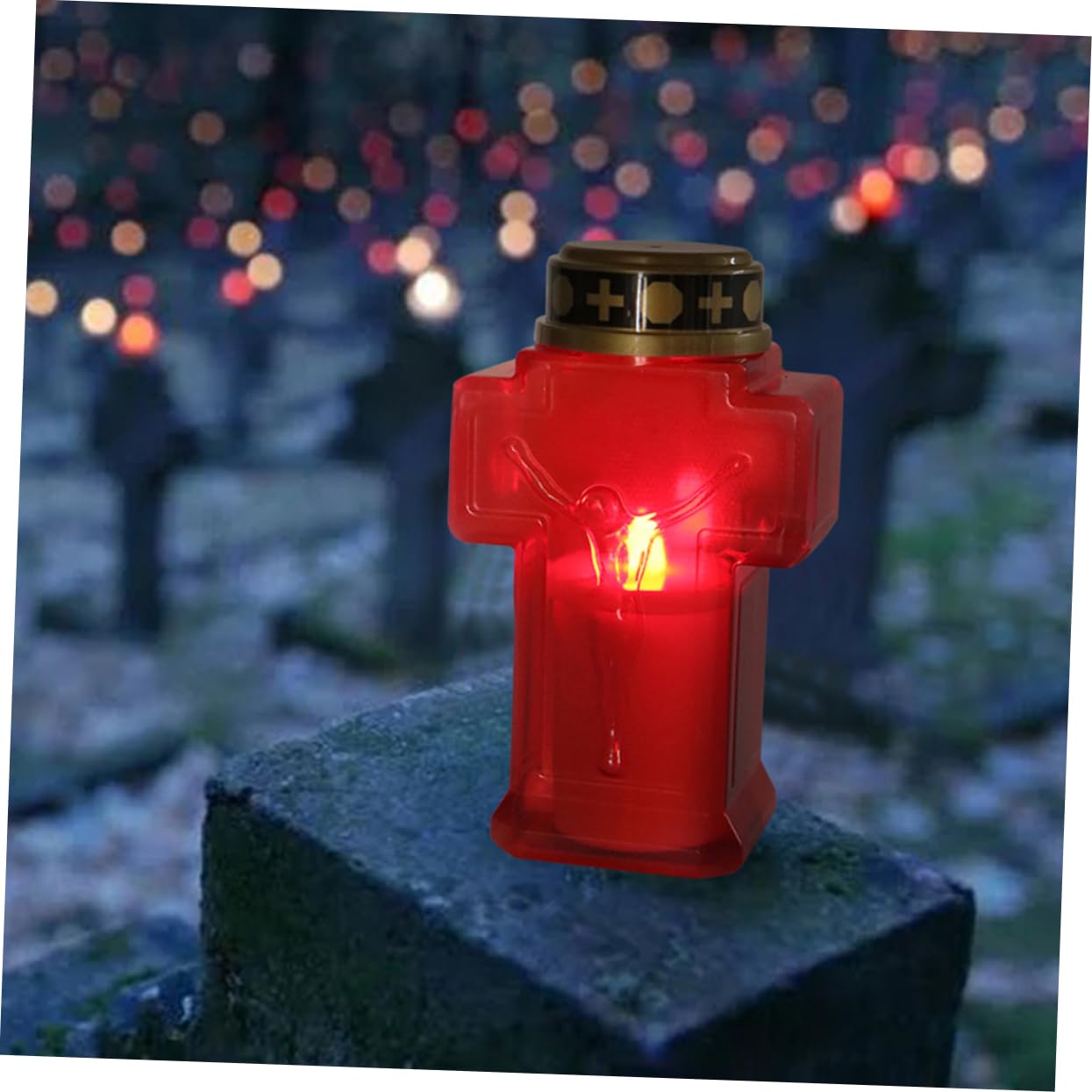 Artibetter 6stücke Elektrische Flammenlose Gartenkerzen Mit Jesuskreuz Für Friedhof Und Gedenkstätten Dekorative Led-lichtdekoration Für Garten Und Kirche Batteriefrei Langlebig Für