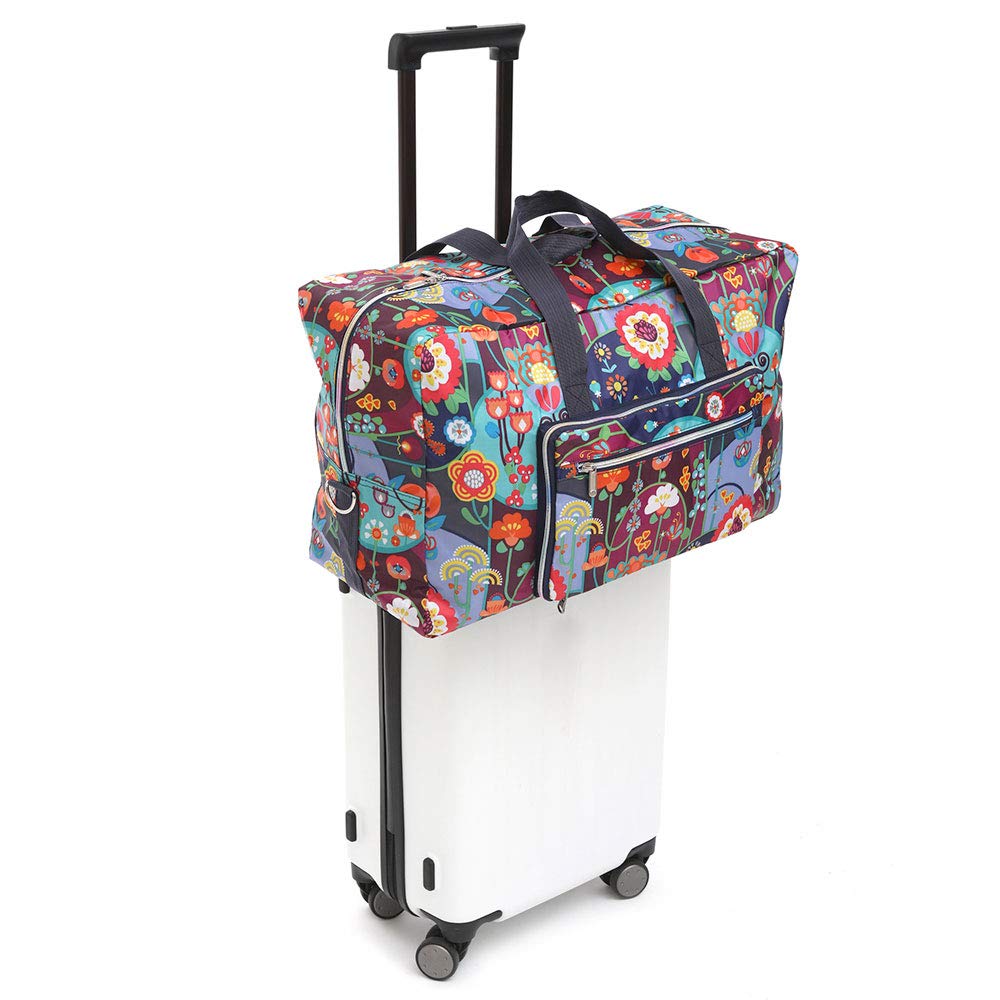 Arxus Grande Borsone Pieghevole da Borsone da Trasporto con Borsa da Viaggio e Tracolla (Fiori)