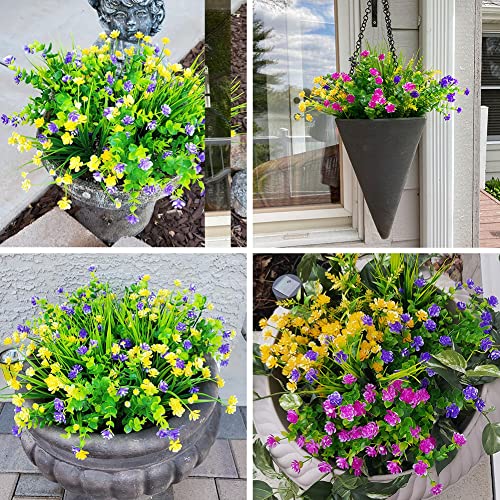 Klemoo 12 Bundles Outdoor Artificial Fake Flowers Uv Resistant No Fade Boxwood Faux Plastic Shrubs Plants For Garden Patio Porch Window Box Home Wedding Farmhouse Hanging Décor #TOP5