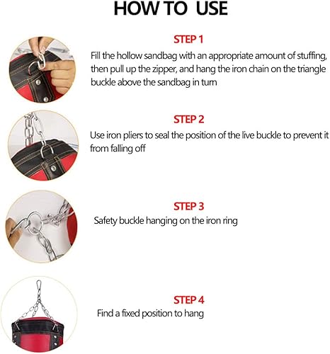 Miniatura 6 de Sfeexun Bolsa de boxeo para hombres, mujeres y niños, juego de bolsa de boxeo para interiores y jardines, sin rellenar con guantes de perforación,