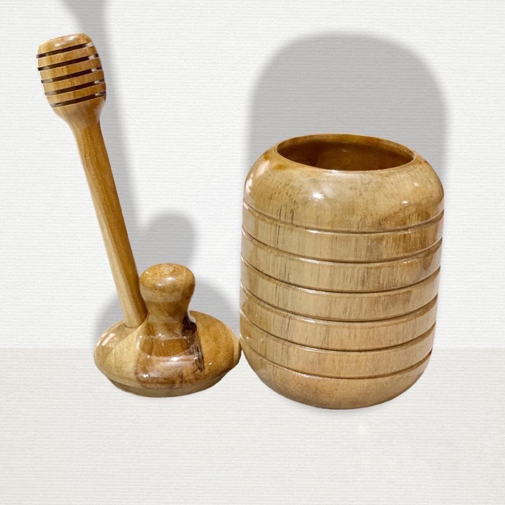 SNFE Wooden Honey Dipper - 6 Inch Dipper, Natural Honey Drizzle Server (2)