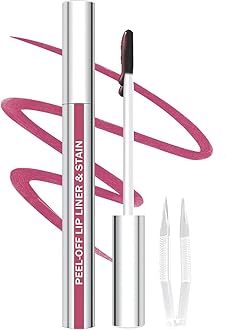 Lip Liner Stain Peel Off with Tweezer, Long Lasting Matte Lip Lipstick Tint Tattoo, Highly Pigmented Color Lip Liners Makeup, Waterproof, Transfer-proof Lipstain for Women, for All Skin Types, Mauve