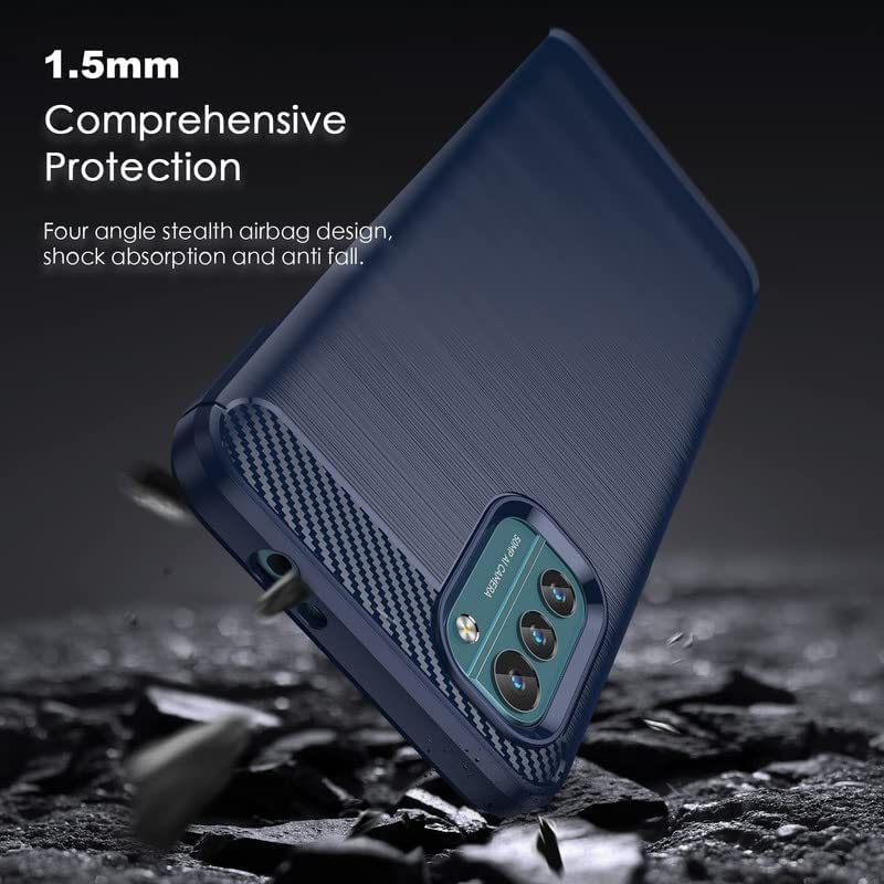 Image of NPRC Hybrid Ultra Slim Protective Case TPU Non-Slip Carbon Fiber Texture Shockproof Case Cover for Nokia G21 - Blue