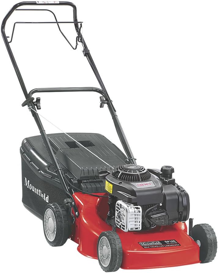 MOUNTFIELD HP185 45CM 125CC HAND-PROPELLED ROTARY PETROL LAWN MOWER. Easy To Use and Easy To Start Engine