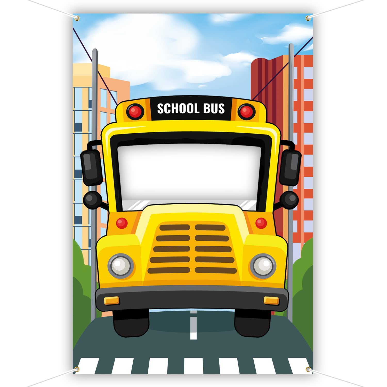 Buy DoraDream Yellow School Bus Backdrop, 3.3 x 5 ft, Polyester ...