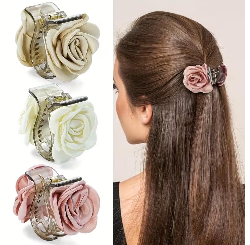 3Pcs Flower Hair Claw Clip Set Floral Hair Accessories for Woman Rose Clutcher for Women Hair Clutcher for Women Flower Clutcher for Women Hair Clips for Woman Flower Claw Clip Hair Clutcher-image-47