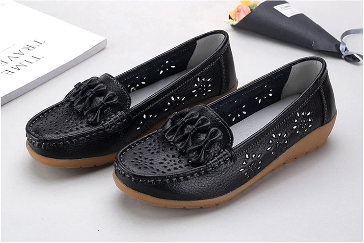 [PANLON] モカシン スリッポン レディース ドライビングシューズ フラットシューズ 透かし彫り スリッパ モカシンシューズ