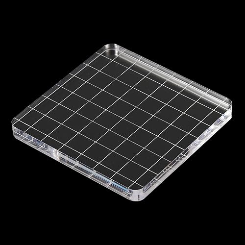 Miniatura 4 de PATIKIL Bloque de sello acrílico de 3 x 3 pulgadas, bloque de estampado transparente con líneas de cuadrícula, bloques de montaje decorativos