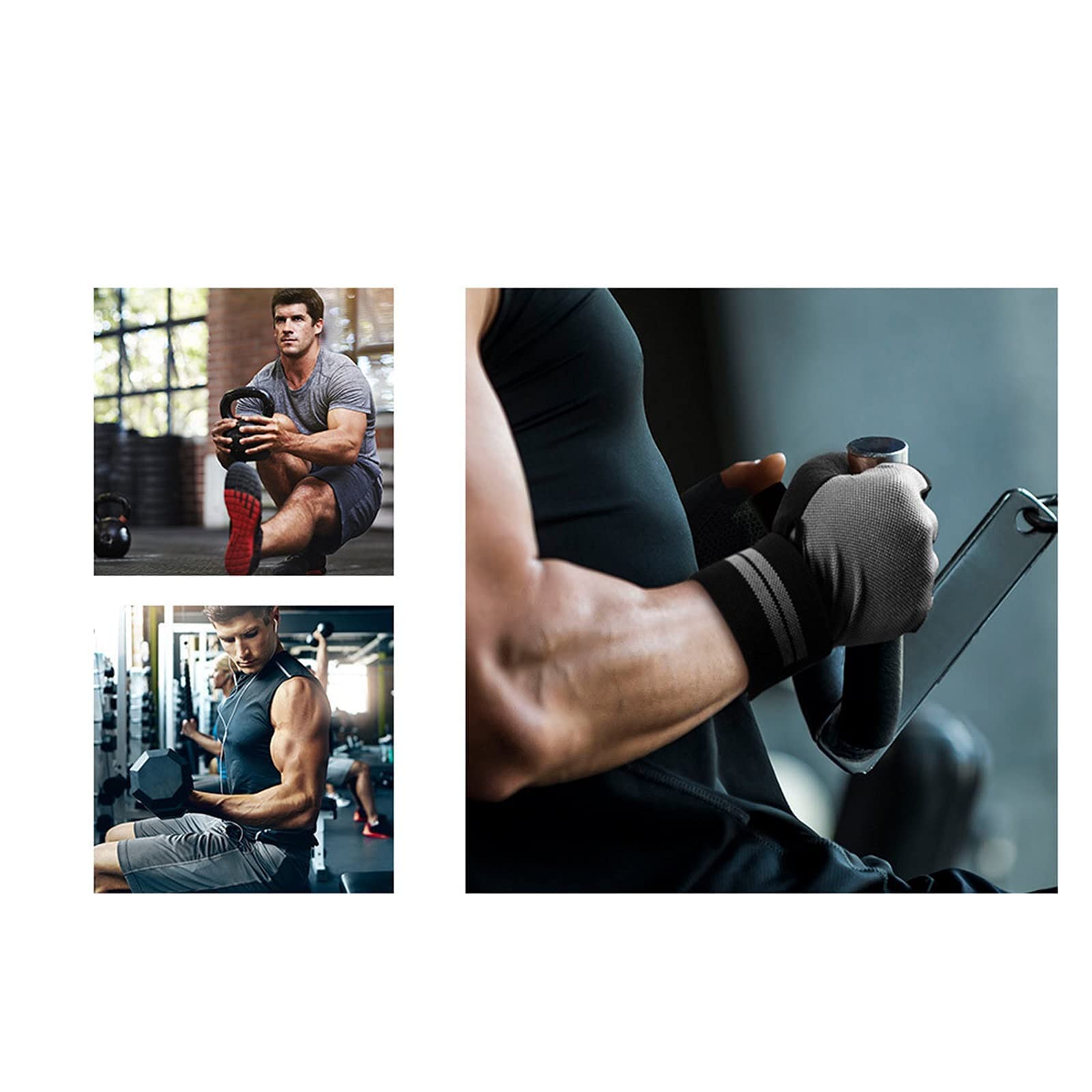 Guanti da allenamento con polsini e protezione completa del palmo per uomo e don per mezze dita Guanti traspiranti Guanti da palestra per allenamento di sollevamento pesi Esercizi di fitness