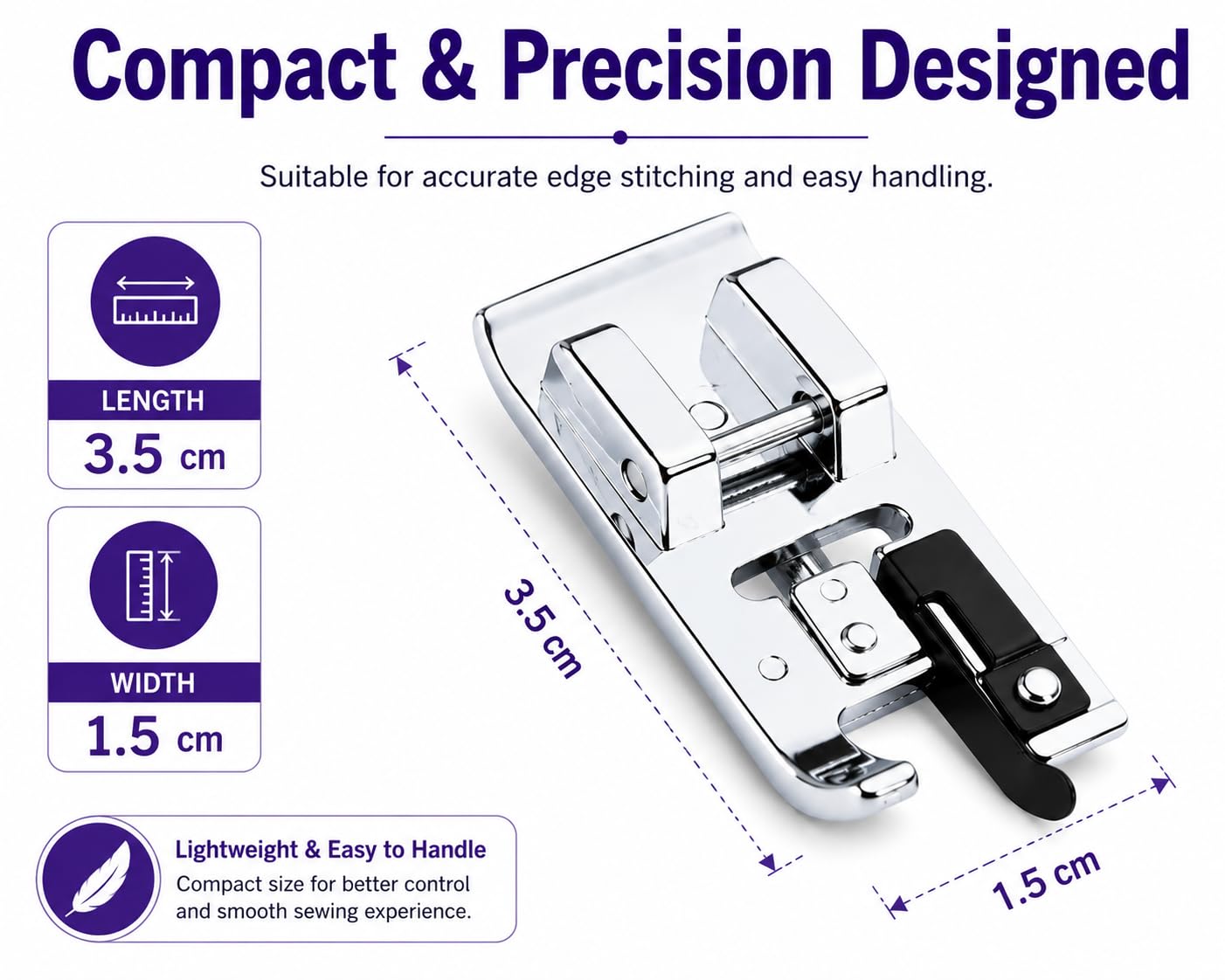 Zenith Overcasting Overlock Presser Foot for Automatic Sewing Machines | Snap-On Steel Overedge Foot | Compatible with Singer, Usha, Brother & Janome Domestic Machines | Professional Edge Finishing. — Amazon image 3