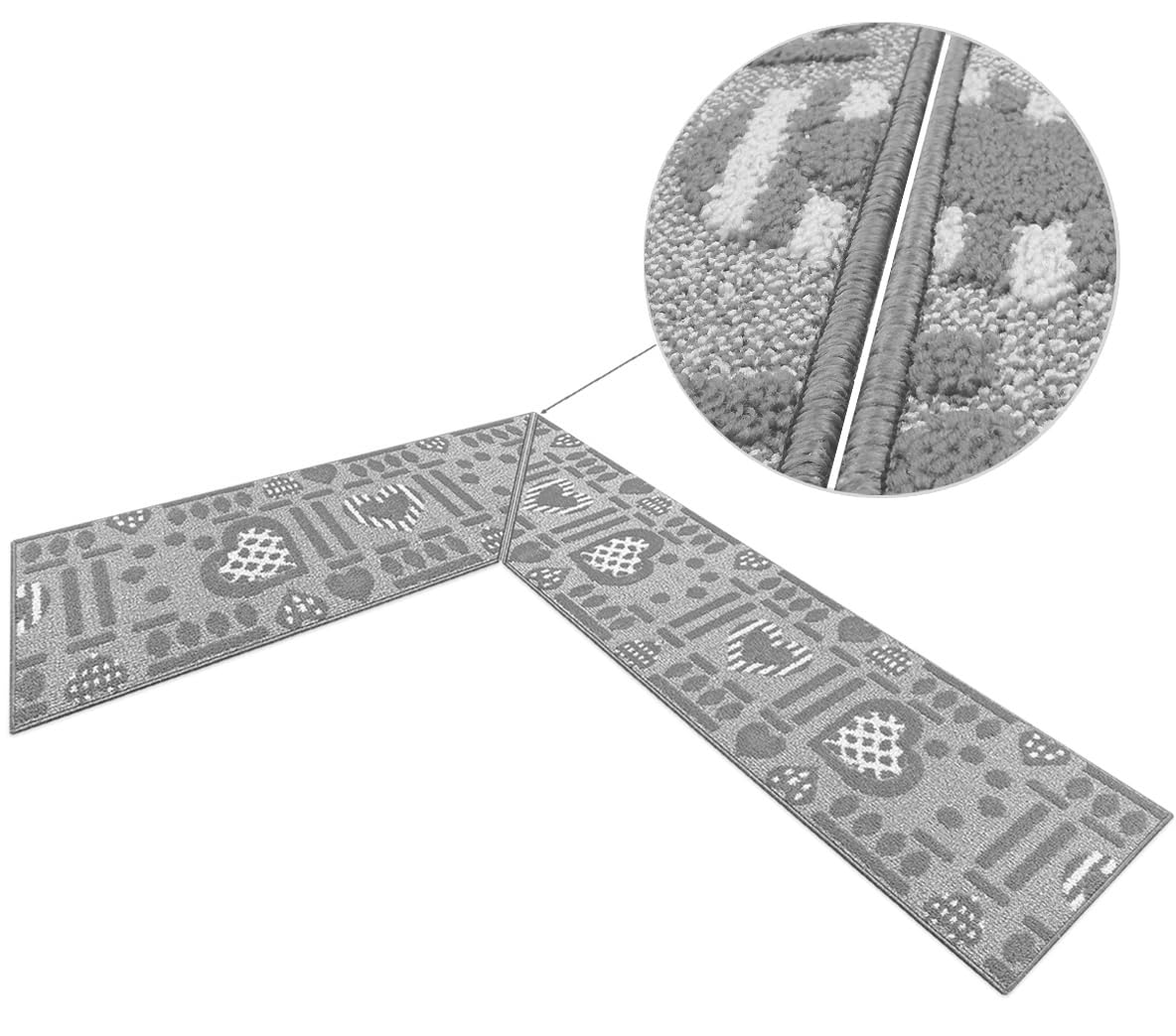 emmevi Tappeto Cucina Angolare Fantasia Cuori 3D Passatoia Ad Angolo Su Misura Antiscivolo Bordato fino a 400cm
