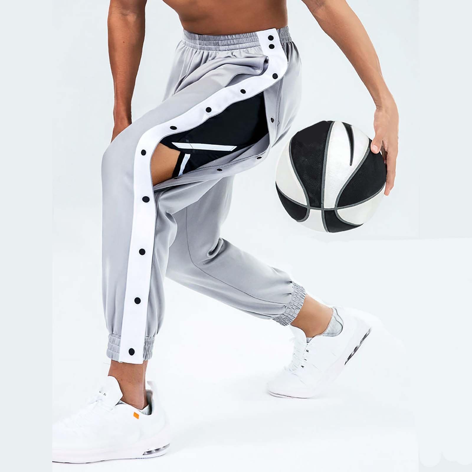 Pantaloni da riabilitazione da uomo, pantaloni da jogging, da basket, per il tempo libero, pantaloni da allenamento Y2K, con apertura laterale e bottoni