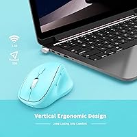 Vista 4 de Ergo Mouse inalámbrico ergonómico con receptor USB para PC, laptop y escritorio, mouse vertical con clics silenciosos de larga duración