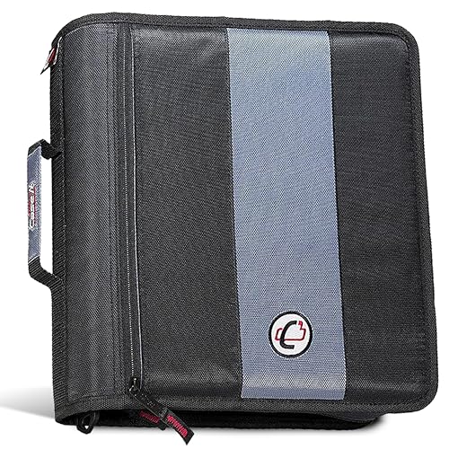 Case-it Classic Zipper Binder | 2-Inch O-Rings, 350 Sheet Capacity, Multiple Storage Pockets & Shoulder Strap | School & Office Organizer | D-251 Black