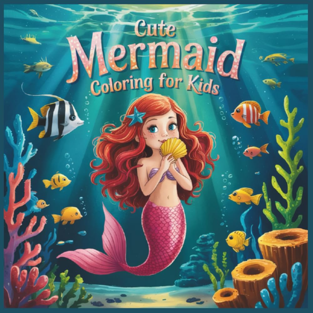Cute Mermaid Colouring for Kids: Easy and Fun Coloring Pages with Cars, Trucks, Planes, and More | Perfect for Toddlers and Preschoolers