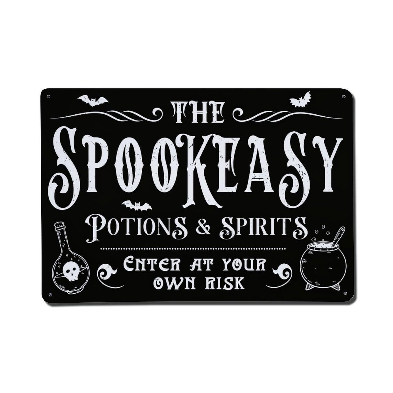 Nestemfo Vintage The Spookeasy Potions Spirits Tin Sign Metal Sign, Living Room,Bar, Home, Bedroom Wall Decor,Retro Metal Poster 8X12 Inches