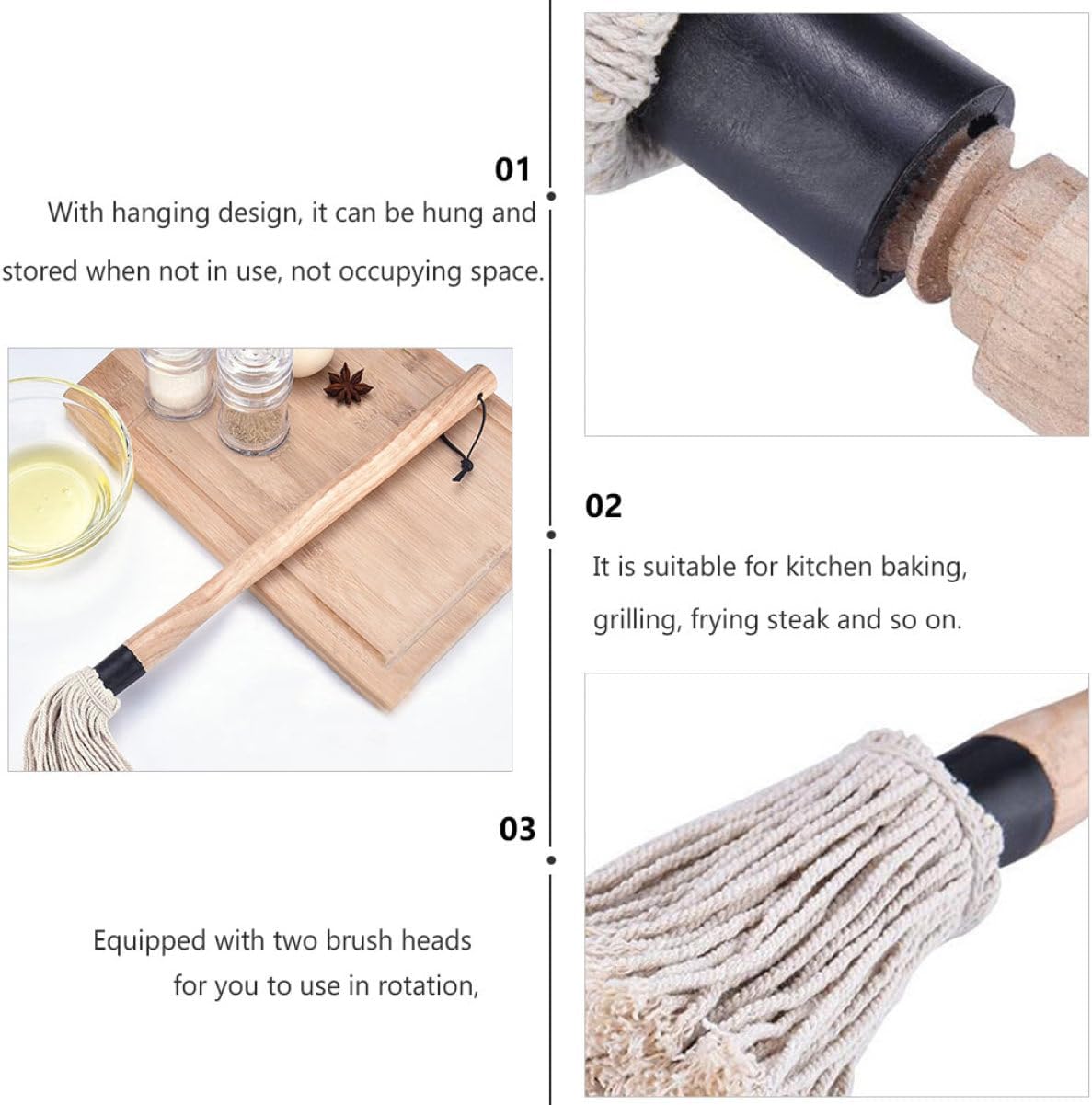 Alipis 1set Bbq Basting Brush Handle Yarn Baking Brush for Oil and Sauce for Grilling Bbq and Kitchen Cooking