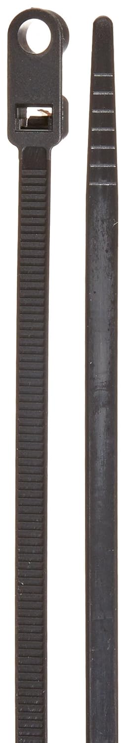 NSI 11500MH Weather Resistant Mountable Cable Tie, 50lbs Tensile Strength, 3-1/4" Bundle Diameter, 0.191" Mounting Hole Diameter, 0.188" Width, 11.75" Length, Black