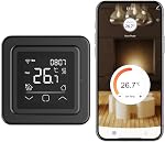 HEATIT WiFi Programmable Thermostat for Electric Floor Heating, Touchscreen | Smart WiFi programmable, 120-240V wide voltage range, dual sensing, radiant floor heating, black
