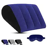 Inflatable Wedge Pillow for Sleeping & Travel - Portable Bed Wedge Cushion for Feet Elevation,Back,Knee Support & Acid Reflux Relief,Wedge Pillows with Eye Mask for Seniors,Snoring on Chair,Sofa Use