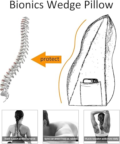 Miniatura 4 de Almohada WOWMAX grande de apoyo con forma triangular, almohada con forma de cuña para respaldo o lectura, cabecero para el día de la Madre, para la