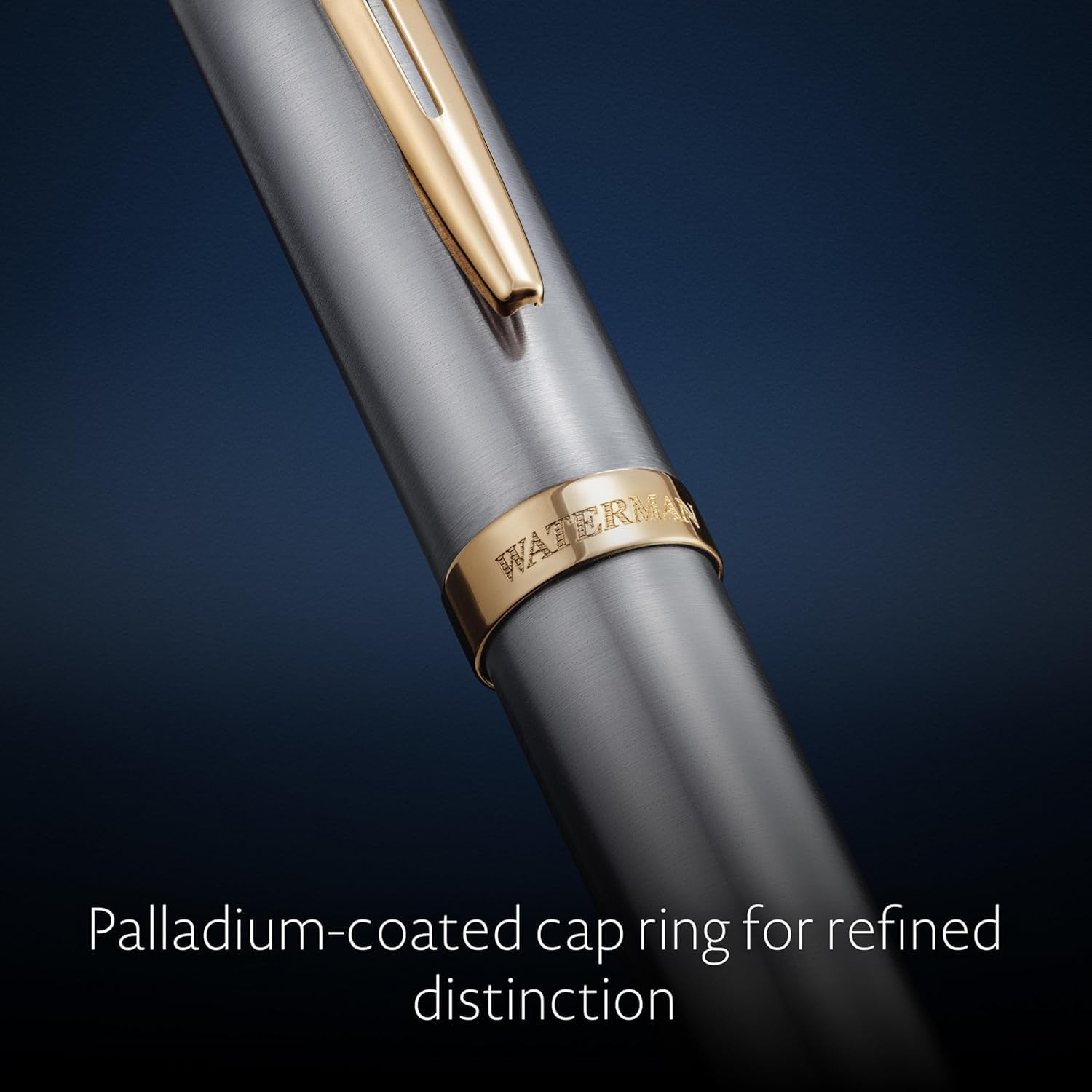 Waterman Impression Füllfederhalter mit Gravur – Personalisierter Premium-Füller – Eleganter Schreibstift Geschenk für Männer & Frauen – Blaue Tinte (Stainless Steel GT)