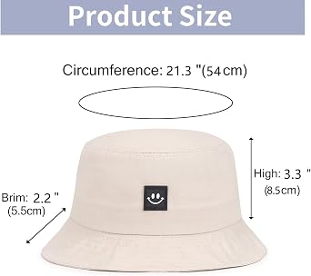 Kids Sun Hat Smile Face Bucket Hat for Girls Boys Summer Sun Protection Cotton Unisex Beach Cap