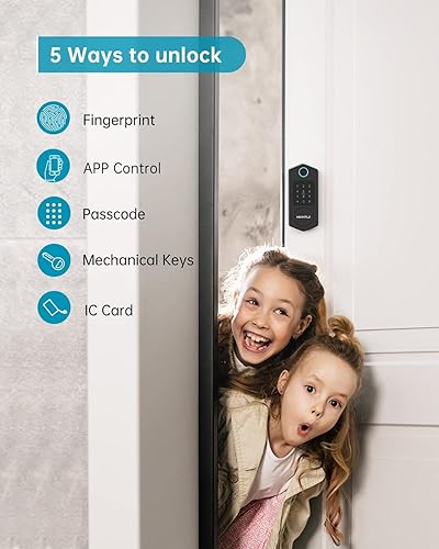 Miniatura 2 de Cerradura de puerta de entrada sin llave, cerrojos inteligentes de huellas dactilares con teclado de pantalla táctil para puerta delantera, cerrojo