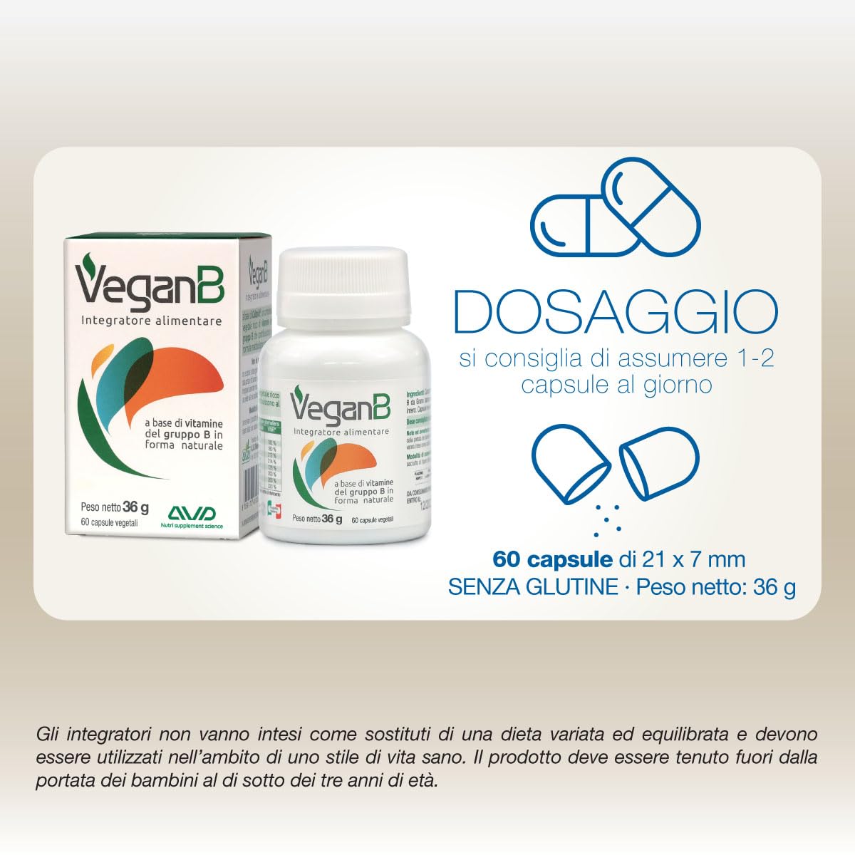 AVD REFORM | VeganB – Complesso Vegetale ricco di Vitamine del Gruppo B da Germogli di Grano Saraceno – Adatto a Vegani e Vegetariani – 60 capsule - Prodotto in Italia