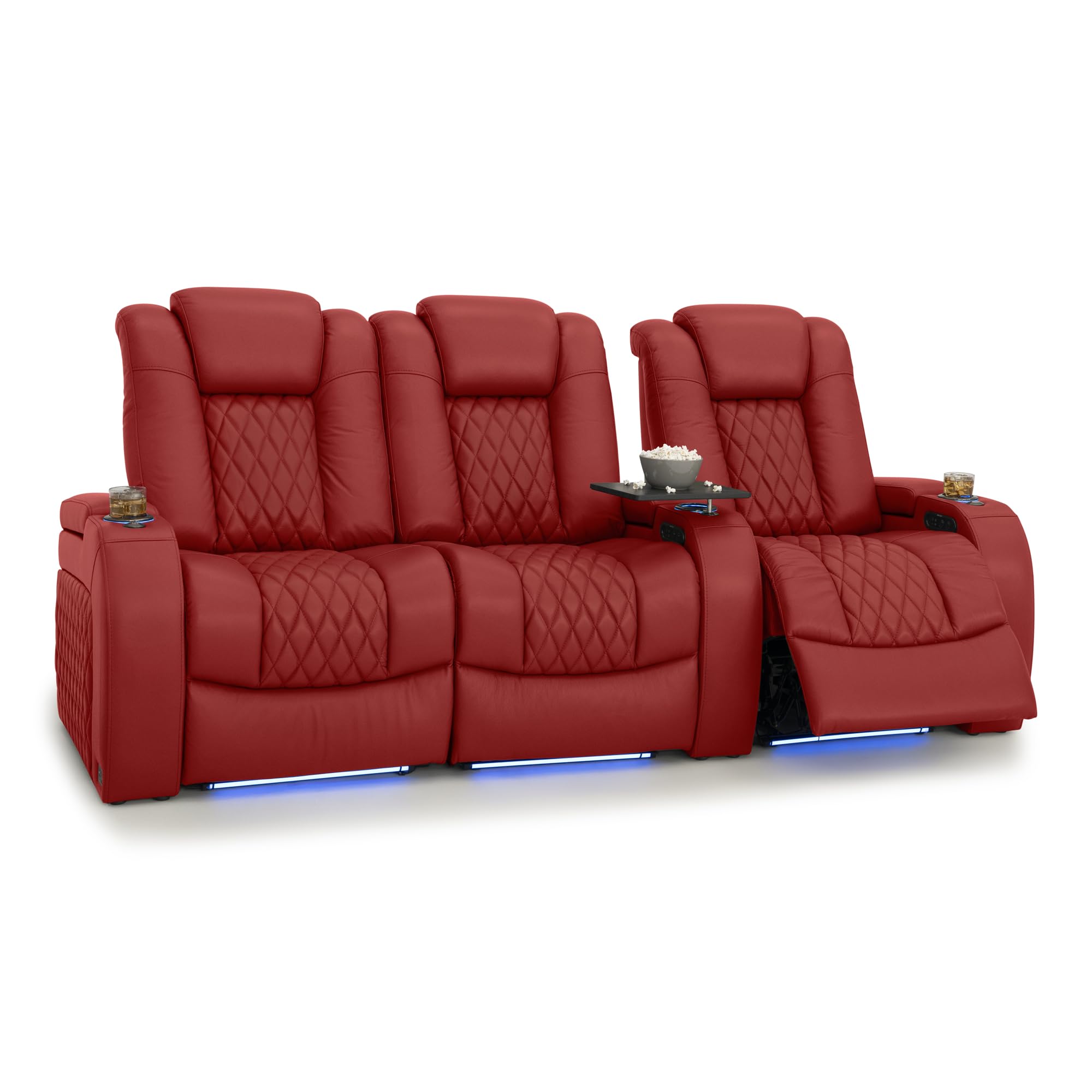 Seatcraft Diamante Home Theater Seating Red Row of 3 Left Loveseat