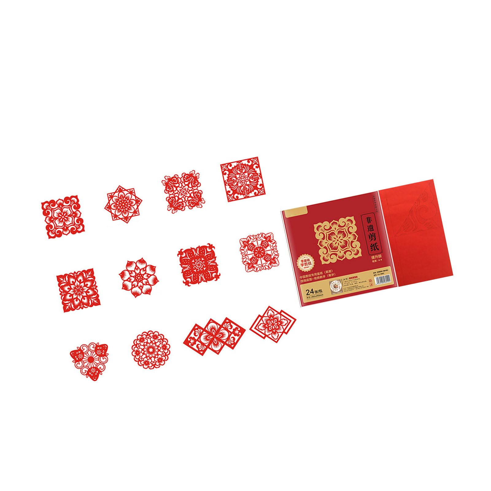 24Pcs Paper Cuttings Set with Video Tutorial for Window Clings Chinese Spring Festival Decoration Holiday Party Paper Ornaments