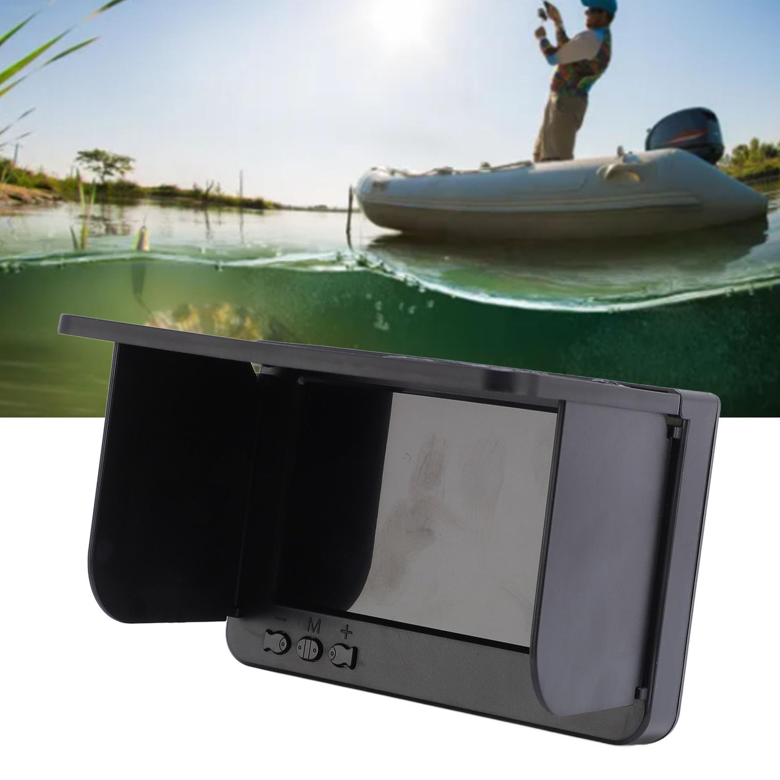 Cámara de Pesca Buscador de Peces con Vídeo Portátil, Submarina con Pantalla Grande de 1080P HD de 5,0 Pulgadas con Lente Gran Angular de 195° para Balsa, Costa, Acuicultura y