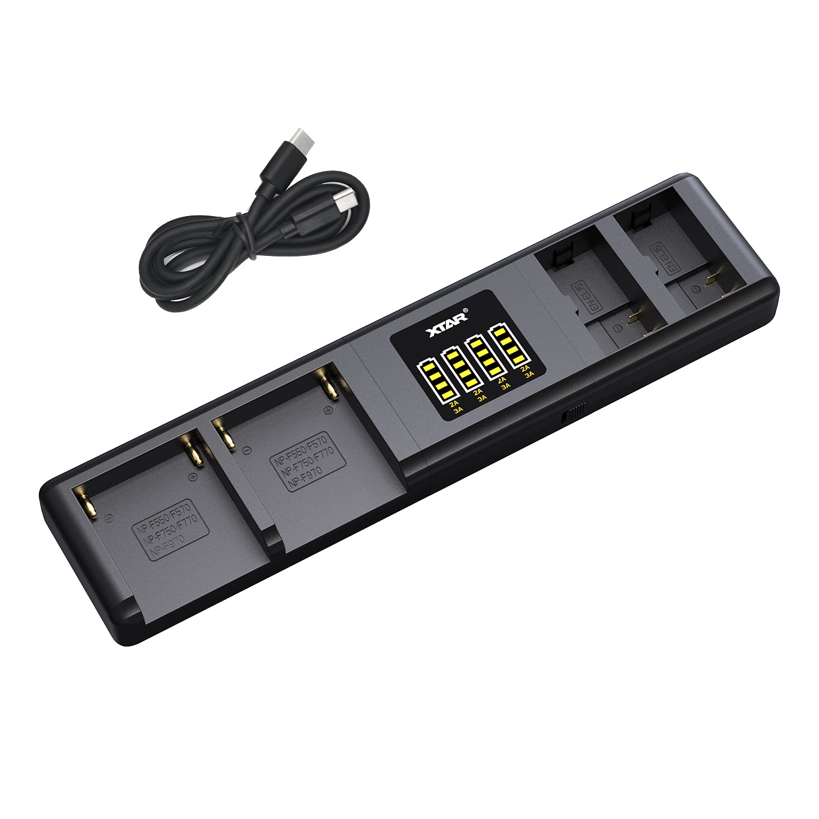 XTAR SN4 Camera Battery Charger NP-F970 and EN-EL15 Docks Charger up to 4 Batteries with 3A Maximum 