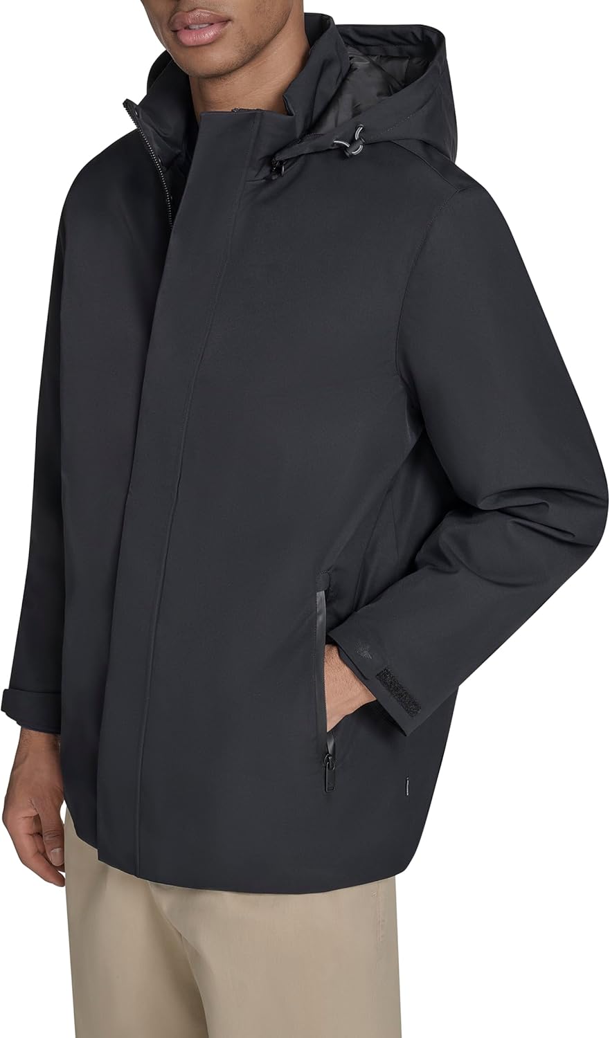 DOCKERS Men's Lightweight Walking Coat With Removable Hood