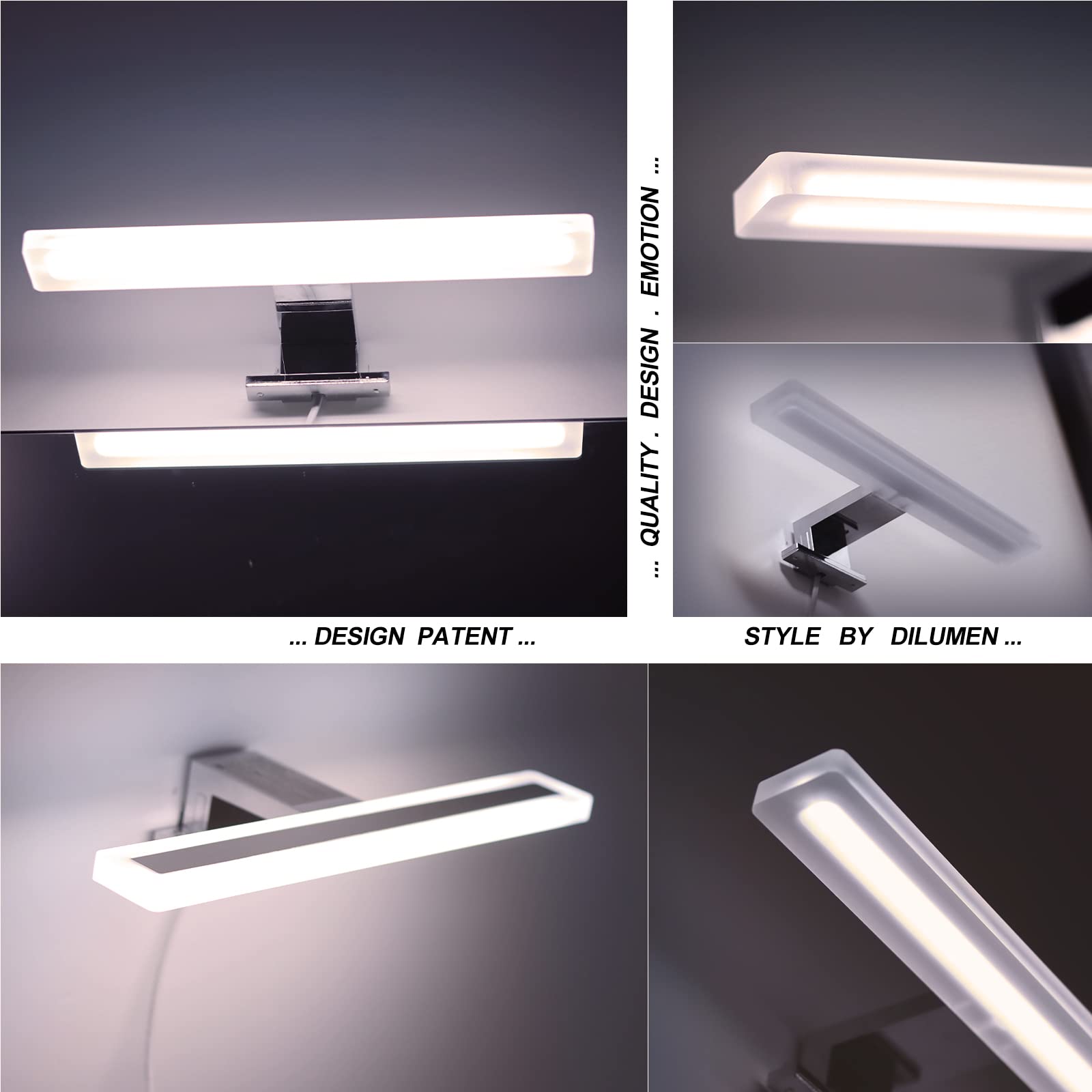 Lámpara de Espejo de Baño LED, 5W 600lm 30cm, Lámpara de Espejo de Baño Montada en Pared, Blanco Natural 4000K, Iluminación de Gabinete de Espejo 230V IP44(30cm-4000K)