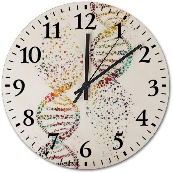 DNA, Watercolor Art,DNA Double Helix Genetic Decorative Round Wooden Wall Clock 12 Inch