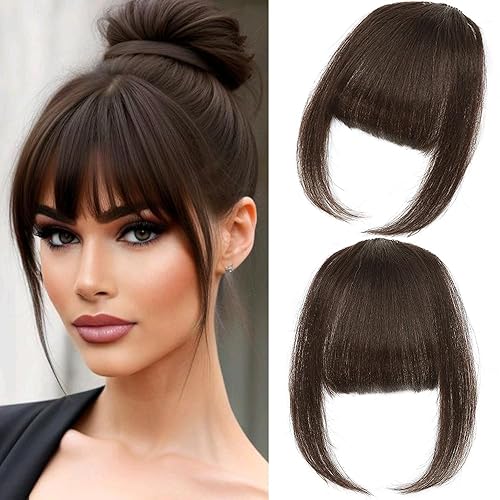 Clip in Bangs, 100% Real Human Hair Wispy Fake Bangs