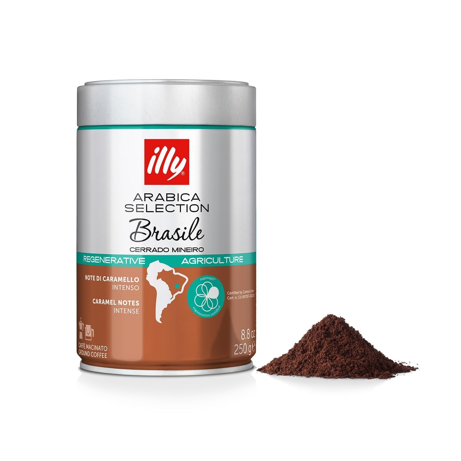 illy Caffè a goccia macinato, Brasile tostatura media, 250 ml | Agricoltura Rigenerativa, 100% Arabica, Caffè Italiano Premium, Ideale per Espresso, Drip, Moka e French Press