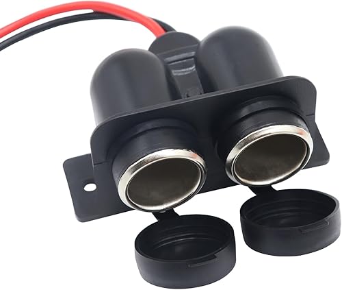 12 V Multifunctional Waterproof Car Modification Dual Cigarette Lighter Splitter Power Sockets Female Power Outlet Replacement for Portable Auto