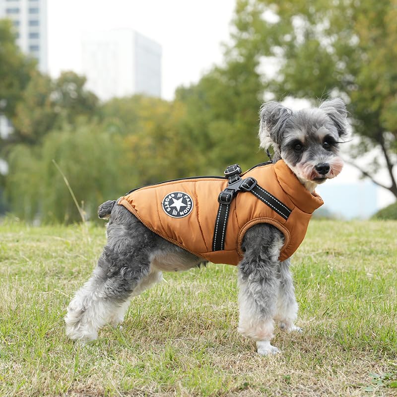 BT Bear Dogs Warm Coats, Waterproof Dog Clothes Winter Warm Vest Dog Jacket with Harness For Small Medium Dogs (Orange,XL) - Image 2