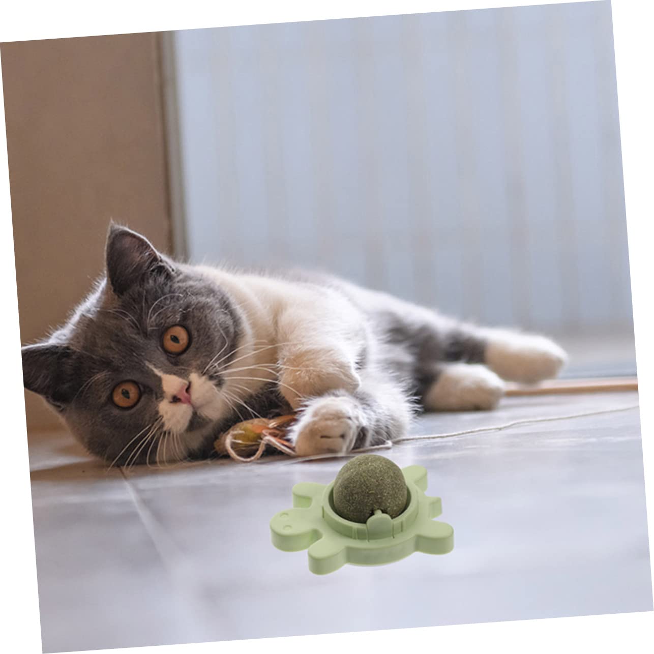 4piezas Juguete De Pelota De Hierba Gatera Bolas Giratorias para Lamer y Masticar Limpieza De Dientes Juguete Interactivo para Gatos De Interior
