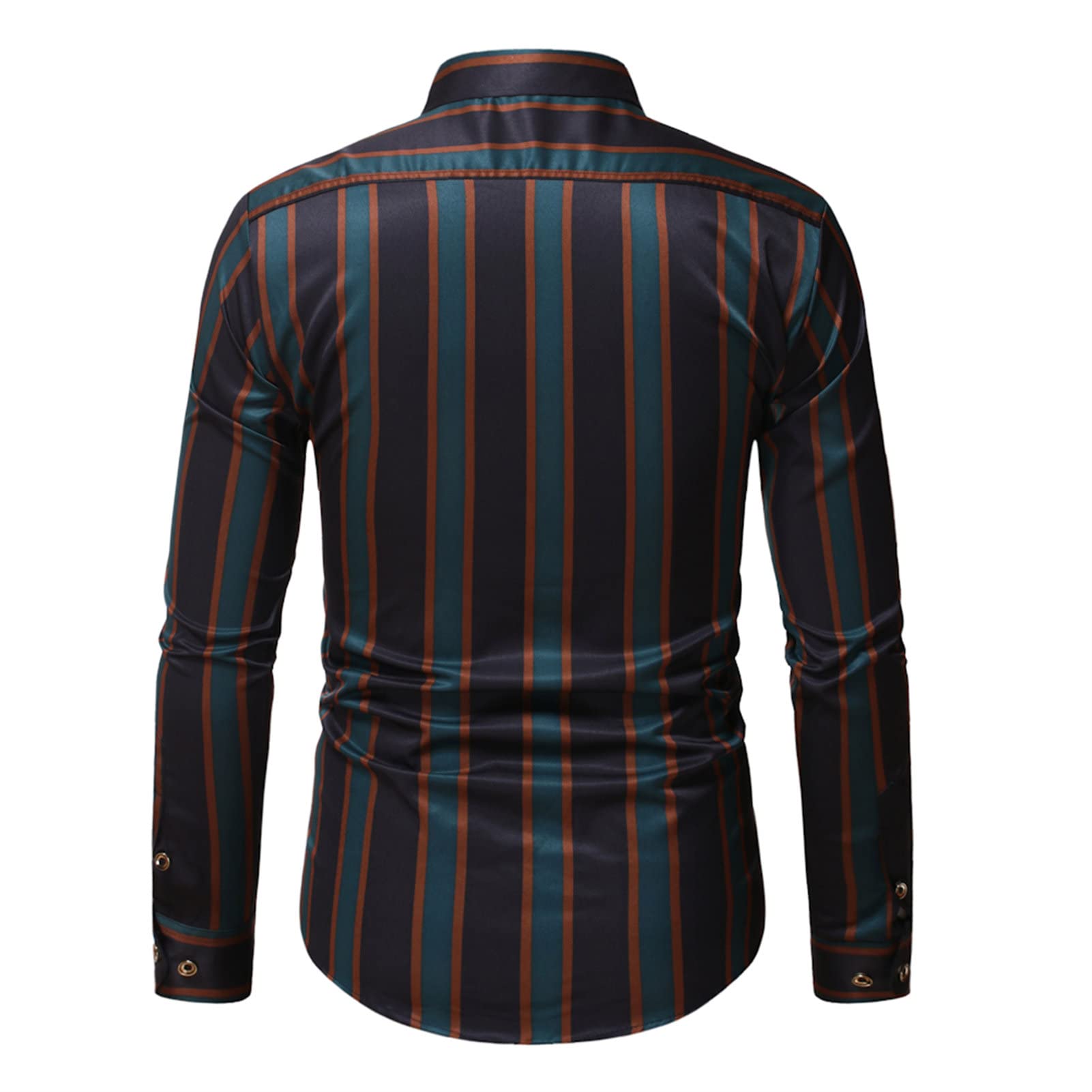 Mens Long Sleeve Stylish Dress Shirts Patchwork Casual Button Down Shirts Turn-Down Collar Shirt Top with Pockets (Orange,3X-Large)