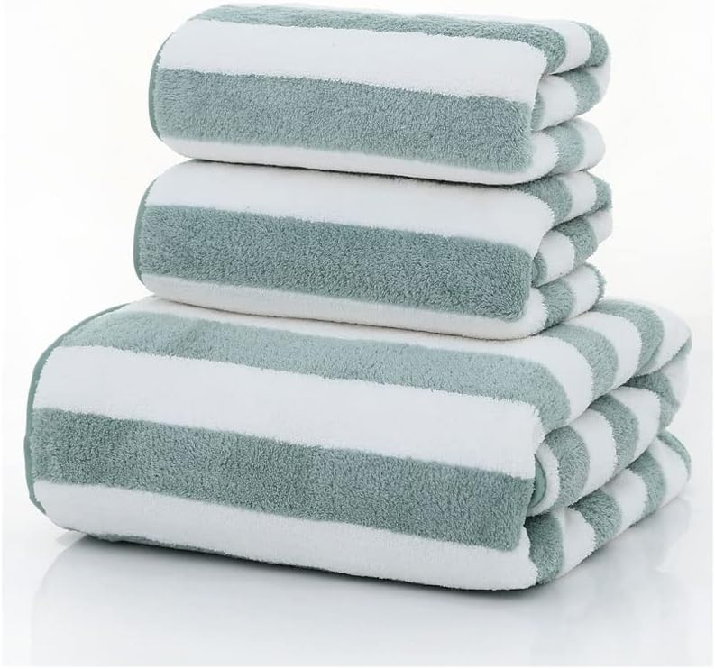 Microfiber Stripe Towel Hotel Supplies for Bath Shower Towel Face Towel Bath Spa Towel 3pcs/Set(A)