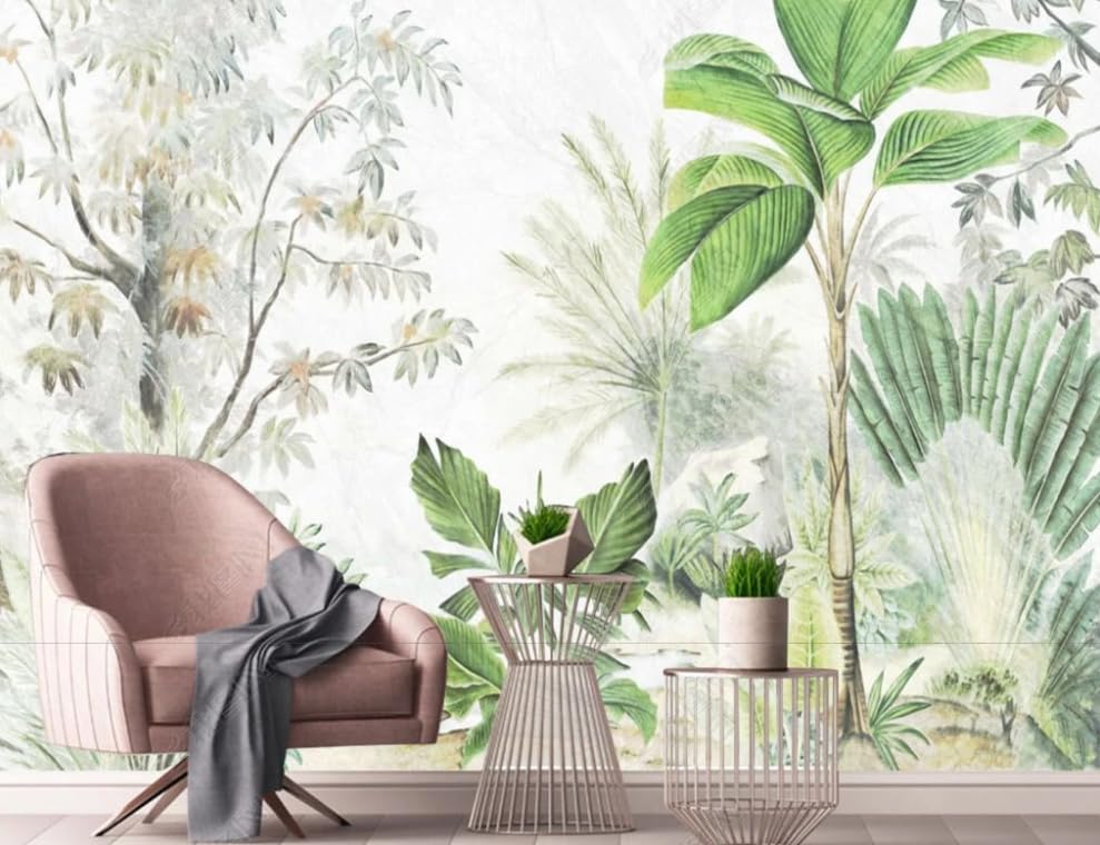 Papier peint intissé plantes au style tropical chic, fresque murale haut de gamme 400x280