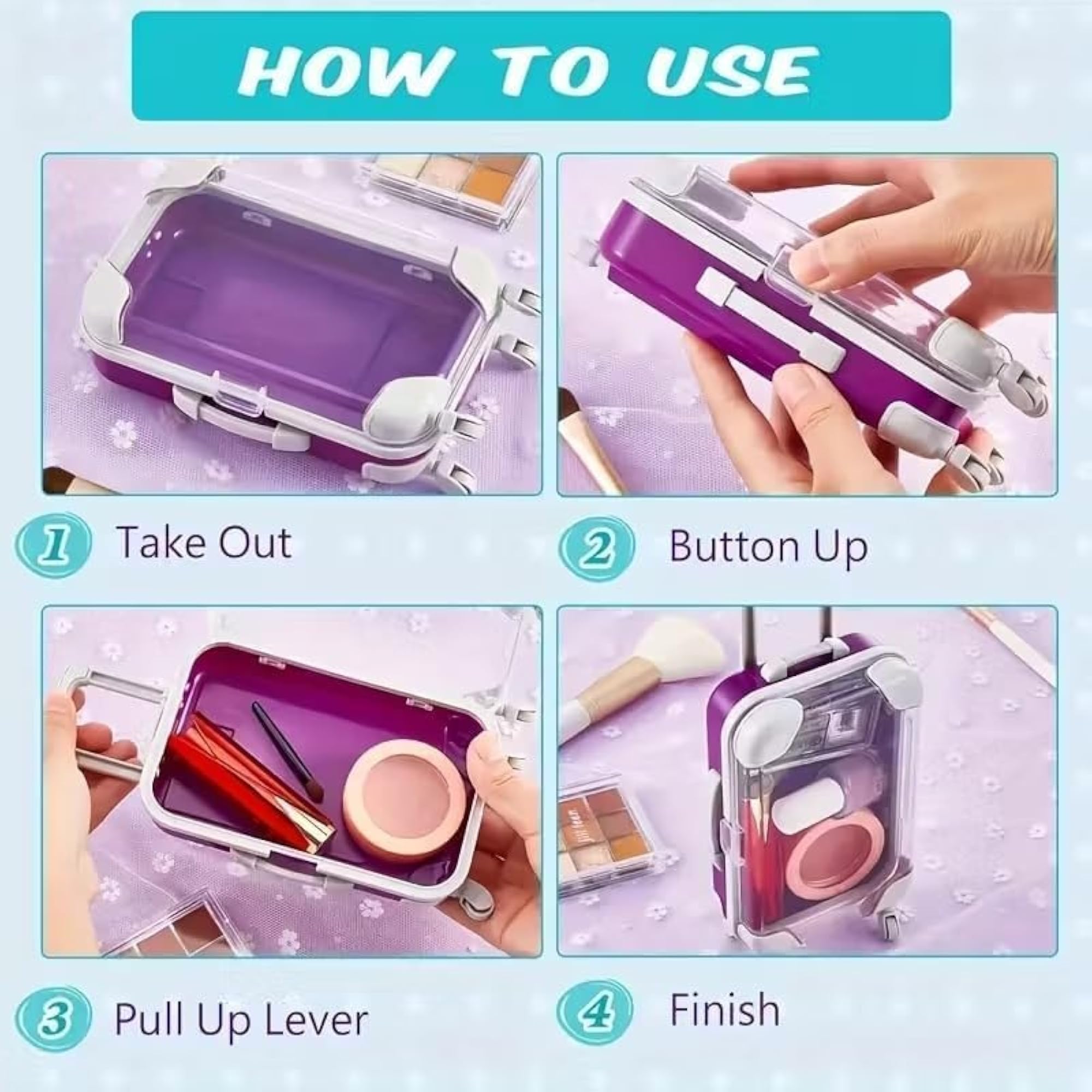 Cute Mini Trolley Suitcase Makeup Organizer, Clear Storage Box