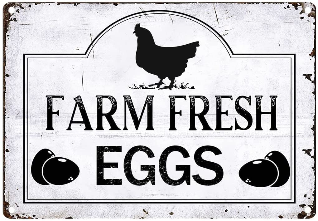 Retro Metal Sign for Decor Farm Fresh Egg Metal Tin Sign-Horizontal Outdoor Chicken Coop Metal Sign-Farm Fresh Egg Metal Sign-Vintage Chicken Sign Wall Decor 8x12 Inches